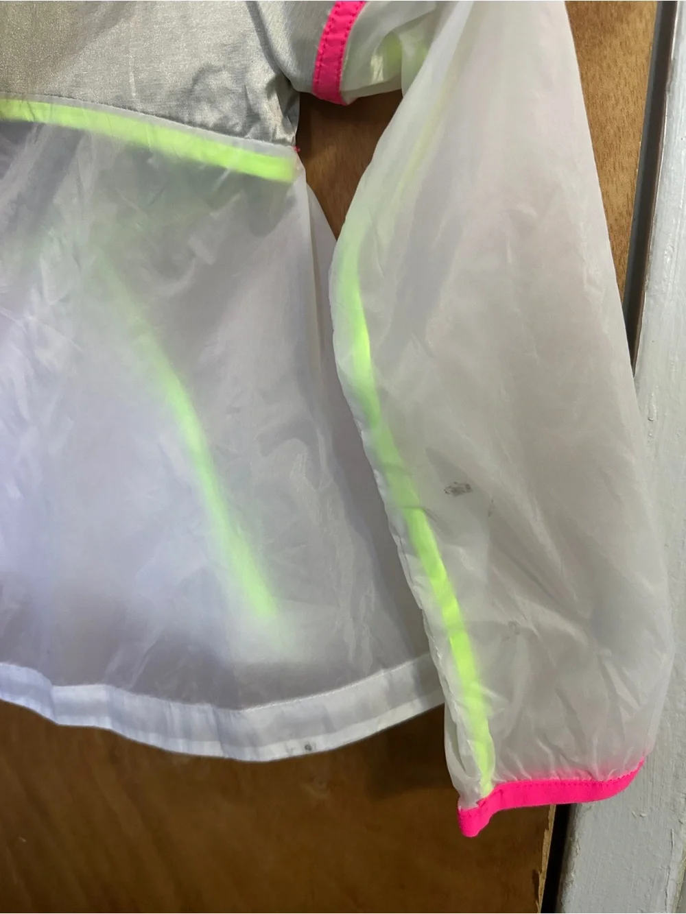 Nike Girls Silver Windbreaker with Hot Pink & Neon Yellow Trim